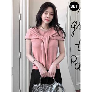 [모리스커밍홈][SET]레이어드 숄세트 반팔니트_M2504SE602B