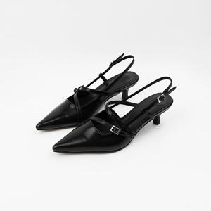 [신난다슈]여성 슬링백힐 5cm 스틸레토 메리제인 슬링백 구두 펌프스힐 EF25610 블랙