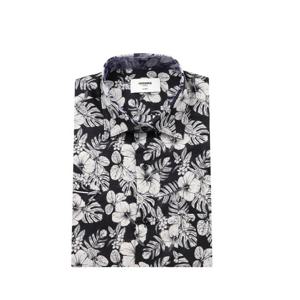 [레노마(셔츠)]남자 반소매 트로피컬 플라워 프린트 ROUSG1283BK