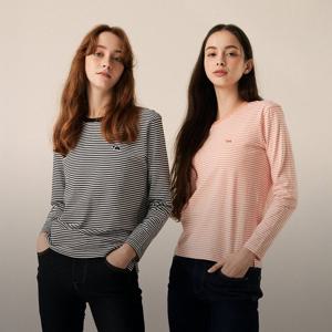 아가타 스트라이프 스코티 자수 긴팔 티셔츠 AGT127-132