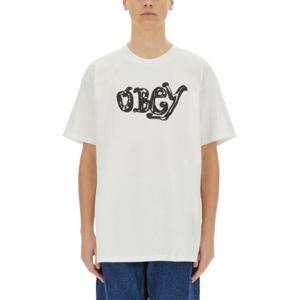 오베이 오베이 로고 프린트 코튼 티셔츠 165264059 WHITE