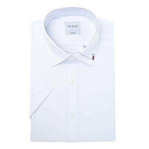 [예작(셔츠)]예작 여름 반팔셔츠 슬림핏 카라 자수포인트 스판 화이트 셔츠YJEMBS265WH