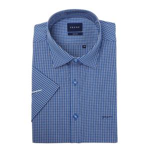 [예작(셔츠)]예작 여름 반팔셔츠 슬림핏 마이크로 체크 스판 블루 셔츠YJEMBS264BL
