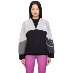 마린세르 맨투맨 그레이   블랙 업사이클링 그래픽 스웨트셔츠 242020F098004