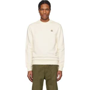 몽클레어 스웨트셔츠 화이트 로고 패치 코튼 스웨트셔츠 251111M204018