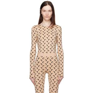 마린세르 티셔츠 탠 세컨드 스킨 문 프린트 저지 티셔츠 251020F110000