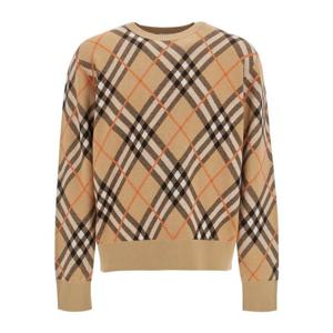 버버리 크루넥 리브 커프 체크 패턴 스웨터 8093497 B9368