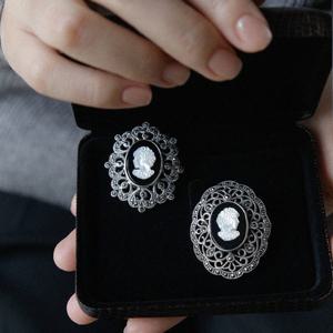 바이데이지 카메오 마카사이트 실버 브로치 Bb0458