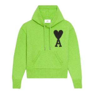 AMI Paris 로고 자수 드로스트링 후디 UKS802018