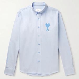 25 FW 아미 파리스 버튼다운 카라 로고 엠브로이드 코튼 옥스포드 셔츠 HSH124 480 450