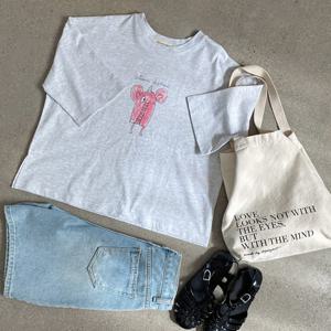 샵앤) 국산 여성 코끼리 면 100 반팔 티셔츠 FJ-WSH-4371-M그레이