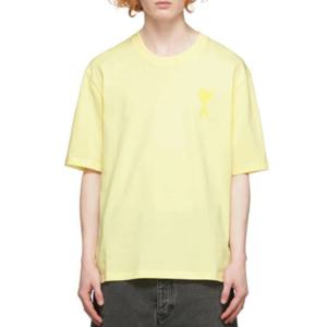 25 FW 아미 알렉산드르 마테우시 오가닉 코튼 저지 로고 티셔츠 옐로우 E22UTS002 726