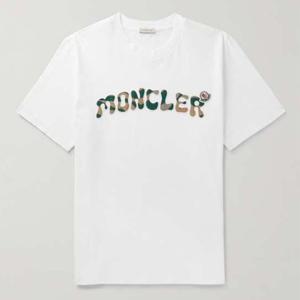 25 FW 몽클레어 카모 로고 패치 아플리케 코튼 티셔츠 화이트 8C00034 8390T 002