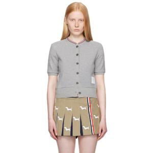 톰브라운 가디건 그레이 코튼 와플 가디건 252381F095001