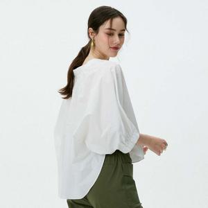 샵앤) 여성 라운드넥 앞뒤 언발 루즈핏 5부소매 블라우스 CL-WBL0366