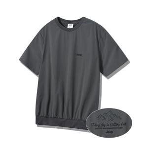 [지프] 남여공용 스몰로고 나일론 맨투맨 반팔 티셔츠 JQ2TSU140