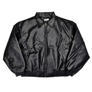 [리빌모아]남자 오버핏 카라 밴딩 집업 가죽점퍼 AC5-JUA-Q059-