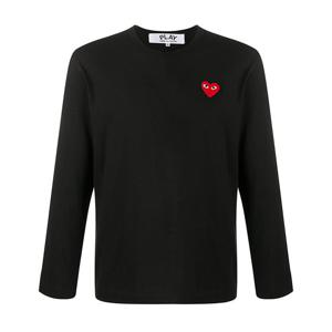 25FW 꼼데가르송 레드 하트 와펜 긴팔티 블랙 AZ T118 051 1