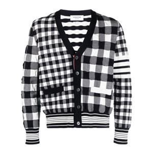 톰브라운 펀믹스 깅엄 자카드 4바 가디건 네이비 MKC473F Y3007 415