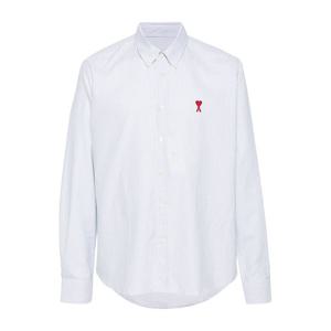 아미 하트 로고 스트라이프 셔츠 화이트그레이 USH063 CO0087 4017