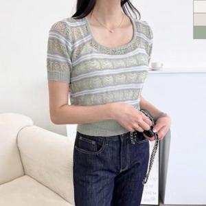 [리빌모아]여자 여름 스퀘어 스카시 반팔 니트 DMESW-KNH-STS130