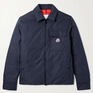 25 FW 몽클레어 Vigeon 비종 로고 아플리케 네이비 셸 퀼팅 라이닝 다운 셔츠 재킷