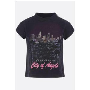BALENCIAGA Shrunk City Of Angels cropped t-shirt in jersey 807341TSVR51041