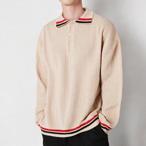 [리빌모아]남자 루즈핏 배색 라인 카라 니트 KSM-TSA-SA0523004-