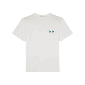 메종 키츠네 더블 모노크롬 폭스 헤드 패치 클래식 티셔츠 화이트 KM00101KJ0008-P100