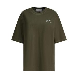 AMI 파리 로고 프린트 오버사이즈 핏 티셔츠 HTS048JE0119 376 TP936610378