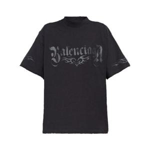 발렌시아가 반팔 티셔츠 764235 TRVA3 1576 WASHED BLACK ANTHRA