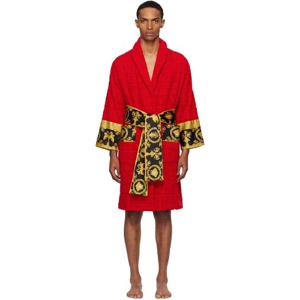 25 FW 베르사체 남성 레드 아이 러브 바로크 바스 가운 252404M219007