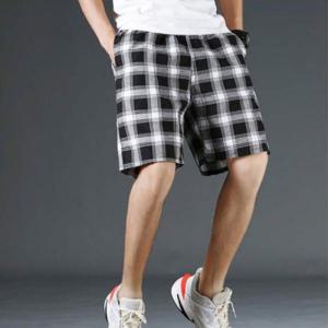 [리빌모아]남자 캐주얼 체크 밴딩 5부 면 반바지 DMES-PTH-STS11