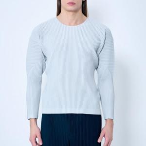 25 FW 옴므 플리세 이세이미야케 크루넥 플리티드 긴팔 탑 그레이 HP49JK421 11 LIGHT GRA