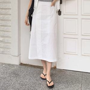 샵앤) 국산 여성 뒷밴딩 트임 H라인 여름 미디 스커트 STJ-WSK-4584-아이보리