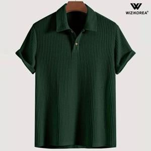 남성 여름 니트 반팔 카라티 루즈핏 와플 티셔츠 WI058T