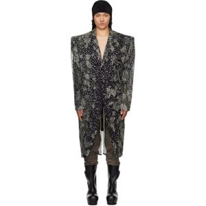 25 FW 릭오웬스 남성 블랙   오프 화이트 할리우드 릭스 코트 251232M176005