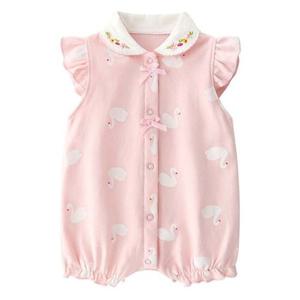 스완패턴 자수카라 아동 민소매 우주복 205135 신생아민소매우주복 아기민소매우주복 아가민소매우주복 민소매우주복 애기우주복 전면타개우주복