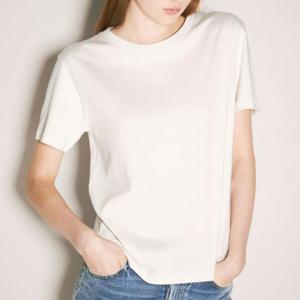 25 FW 생로랑 클래식 Classic 로고 패치 반팔 티셔츠 크림 810277 Y37RY 9502