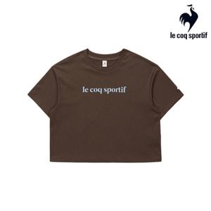 [르꼬끄] 여성 에슬레저 루즈핏 면 크롭 반팔티 QQ322ORS83_BRW