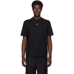 25 FW Hugo 남성 블랙 루즈 핏 코튼 로고 프린트 티셔츠 252084M213001