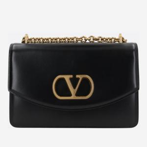 발렌티노 블랙 레더 메탈 V로고 숄더 백 7W2B0R16 GCB0NO