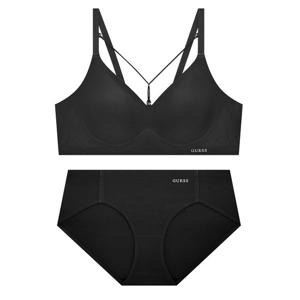 스트링 푸쉬업 심리스 브라 팬티 세트 - 블랙