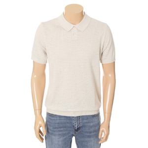 [바쏘]바쏘 SS 베이지 린넨 블랜드  펀칭포인트  카라 반팔니트BSY2WT16ABG