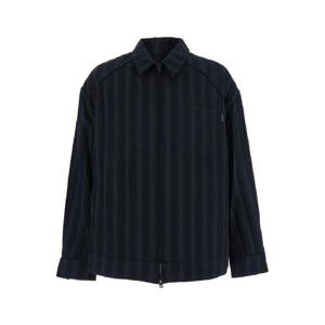 JUUNJ Wool Cotton Stripe Blouson Shirts JC5864P135BLACK