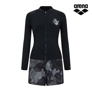 [아레나공식] 피오니 레귤러핏 집업 래쉬가드 세트 A5BL1PS10BLK