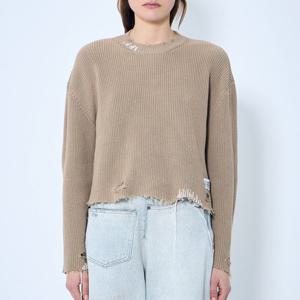 25 FW MM6 마르지엘라 디스트레스트 크롭 니트 스웨터 베이지 S52HL0036 M13089 119