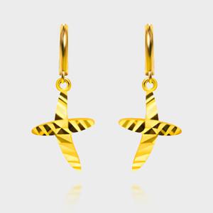 [베티블루] 999 24K 순금 컷팅 웨이브 십자가 여성 11.25g 금 원터치 귀걸이