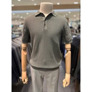 [25SS] 카키 미라쿨 리브조직 반팔 니트 카라티 ADF3ET1901