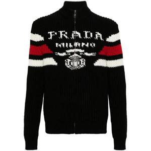 프라다 로고 자카드 캐시미어 가디건 UMG123S21210O9